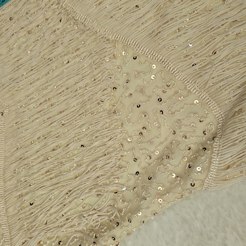 Elegant Cream Fringe Dress - Picture 6 of 12